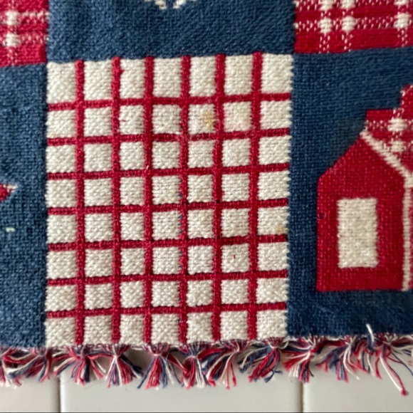 Table Runner and Four Matching Placemats Red White and Blue Farmhouse Americana - Picture 12 of 14